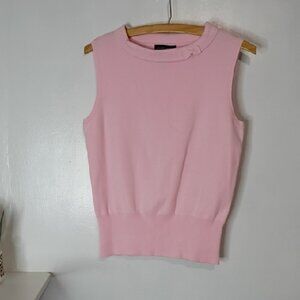 Good Clothes Pink Sleeveless Sweater Tank Top Medium Bow Crew Neck Feminine